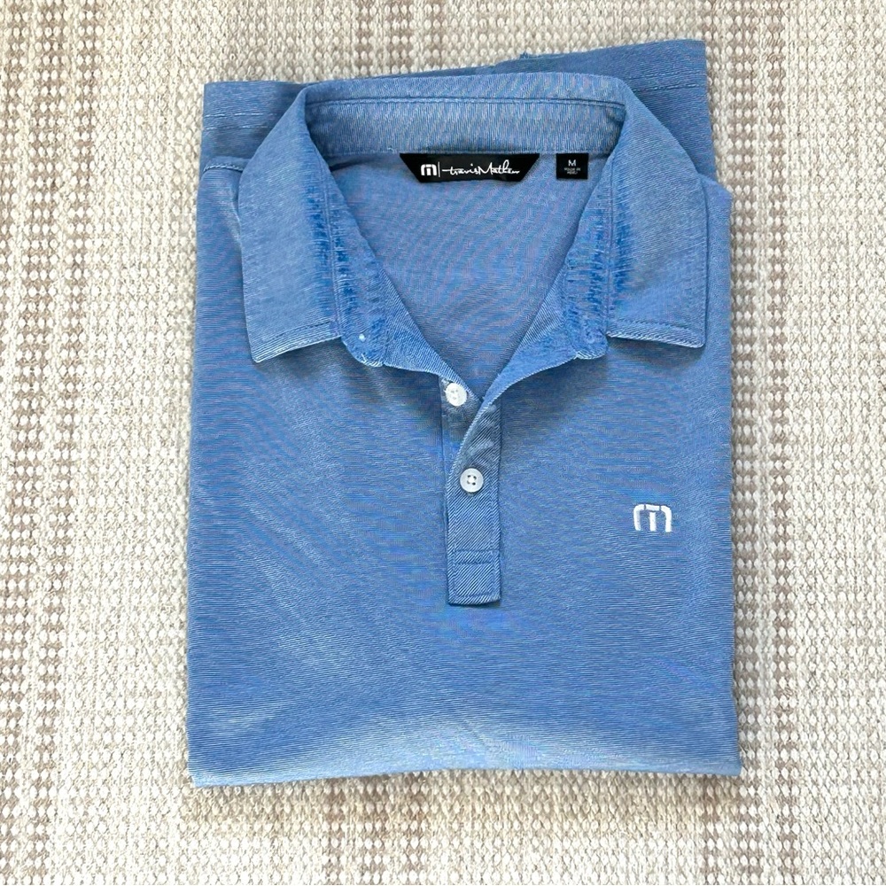Travis Mathew Blue Performance Golf Polo Shirt